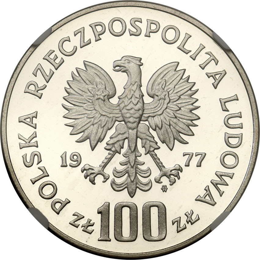 PRL. 100 złotych 1977 Henryk Sienkiewicz NGC PF69 ULTRA CAMEO (MAX)